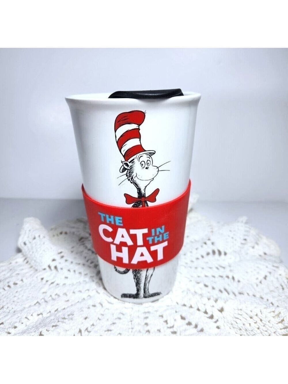 The Cat in the Hat Ceramic Travel Mug with Insulated Holder Dr Seuss 2023